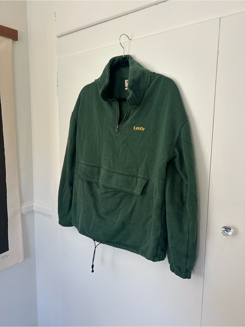 Levi's Forest Green Quarter-Zip Pullover with Front Flap Pocket